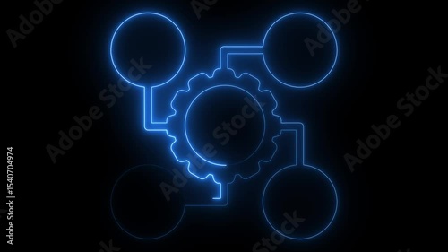 setting icon animated. Circuit animation Concept for teamwork, motivation, mission, achievement, growth and success business. on black background.