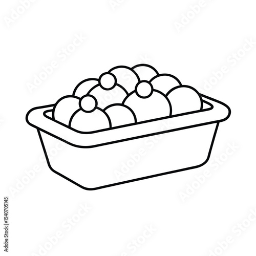 Tater Tot Casserole in Tray in Line Drawing Vector illustration
