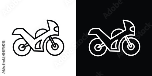 Motorcycle icon design. simple stroke line vector icon set