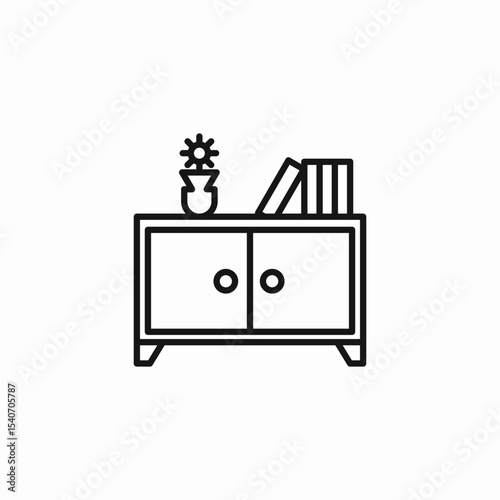 bedside table cabinet icon sign vector