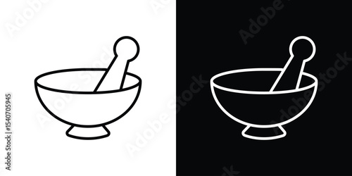 Mortar pestle icon design. simple stroke line vector icon set