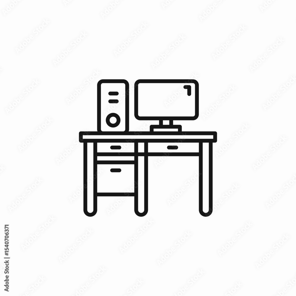 computer table setup icon sign vector computer table setup icon sign vector