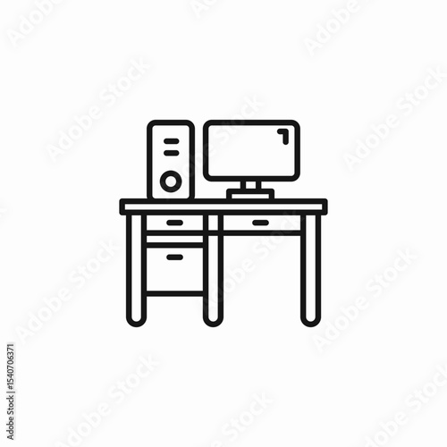 computer table setup icon sign vector