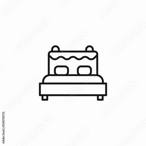 double bed bedroom icon sign vector