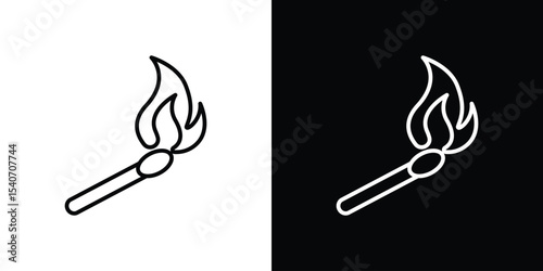 Match fire icon design. simple stroke line vector icon set