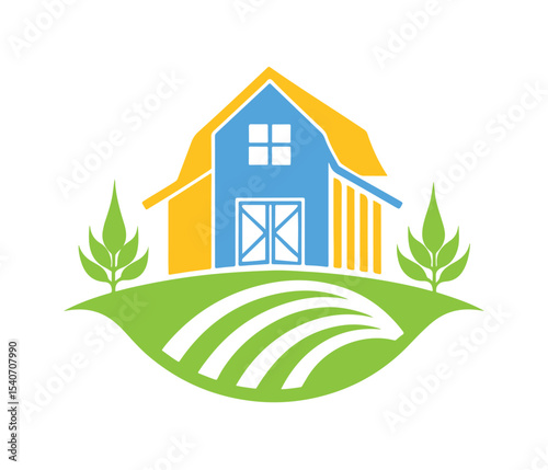 Vintage Farmhouse Logo Vector Silhouette Design, Farm house logo, house icon vector, Countryside Barn Silhouette, Agricultural Farm Icon, Rustic Barn Farm Field, House in the forest logo vector.