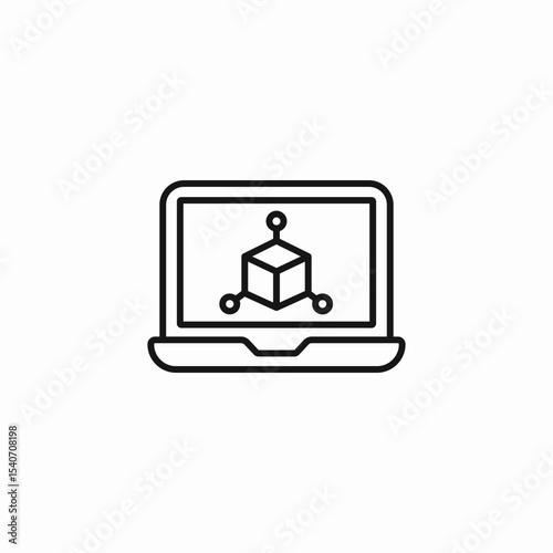 laptop 3d model simulation  icon sign vector
