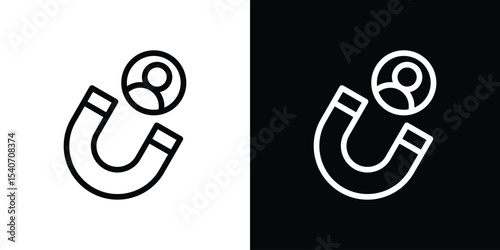 Magnet user icon design. simple stroke line vector icon set