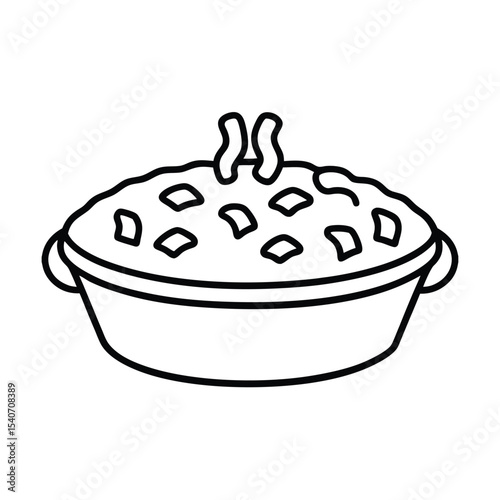 Baked Ziti with Cheese Crust in Monoline Art Vector illustration