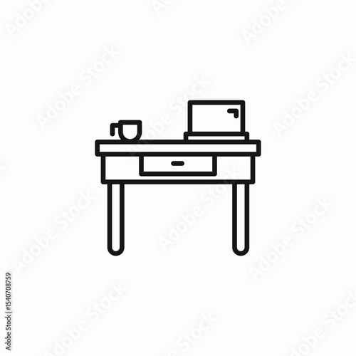 office desk laptop icon sign vector