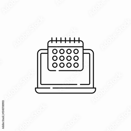 online calendar laptop icon sign vector