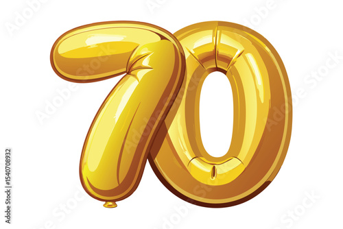 Golden Balloons Number 70 Celebrate 70th Birthday or Anniversary with Style