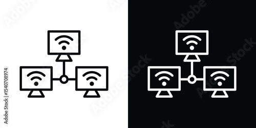Local network icon design. simple stroke line vector icon set