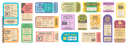 A ticket to the cinema vector set