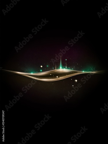 Abstract graphic with golden, glowing wave
