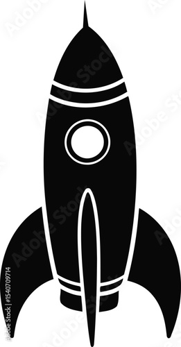 Rocket Silhouette Vector, Space Exploration Launch Design, Transparent Background.