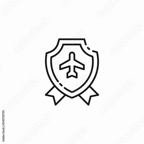 travel insurance airplane shield icon sign vector