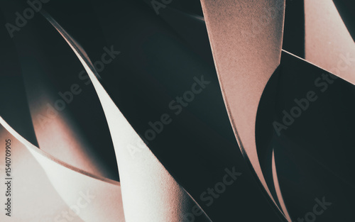 Detail of wavy shapes made paper, abstract