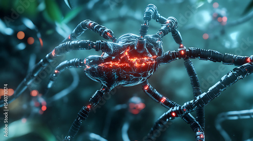 Multi-pronged nanobot clamping down on viral replication zone 