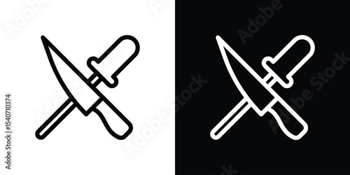 Knife sharpener icon design. simple stroke line vector icon set