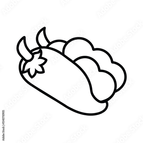 Chicken Fajitas with Peppers in Line Drawing Vector illustration
