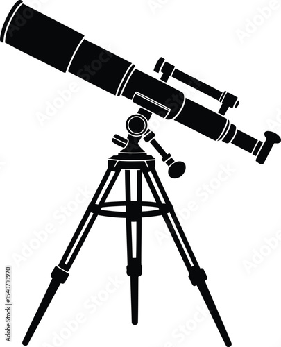 Telescope Silhouette Vector Design Clipart, Transparent Background.