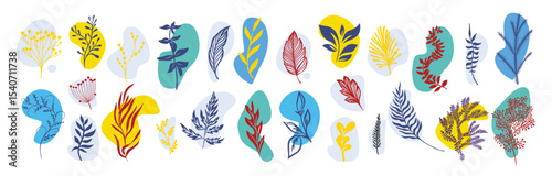 Flower objects, vector flowers pot icon, colored illustration, silhouette design. hand drawn. Not AI, Vector.