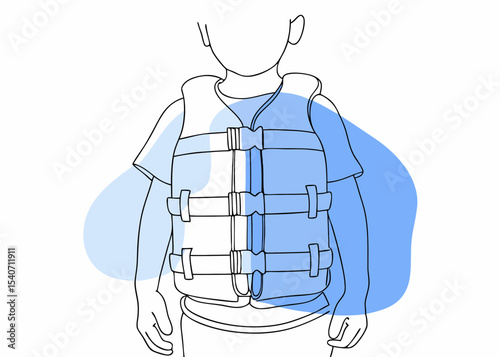 Child wearing a life vest, a safety precaution, for water activities