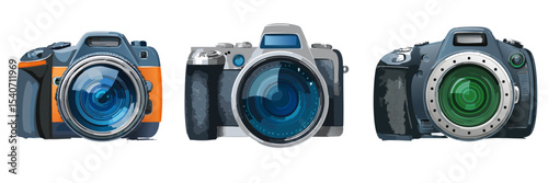 panorama set digital slr camera vector graphic technic design