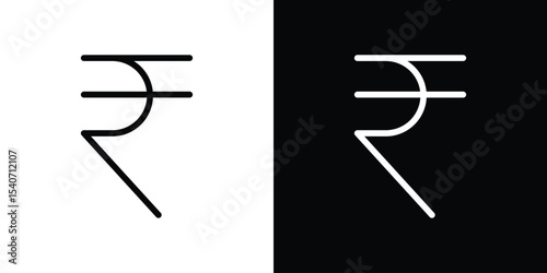 Indian rupee icon design. simple stroke line vector icon set