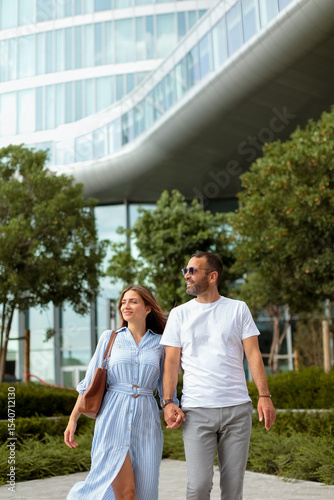 Couple enjoying a sunny str...