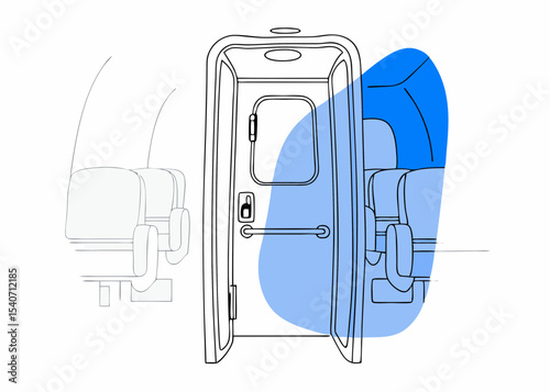 Airplane emergency exit, safety instructions, for travel guides