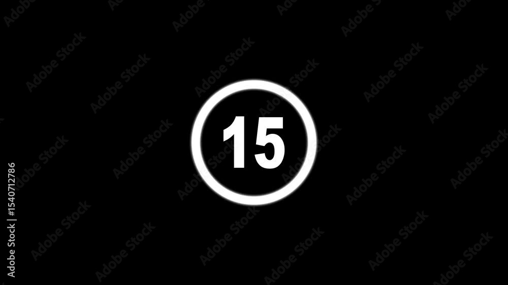Countdown timer from 20 to 0 seconds real time. Modern flat design of countdown animation isolated on transparent background with alpha channel 20 Seconds Digital Countdown Timer Animation