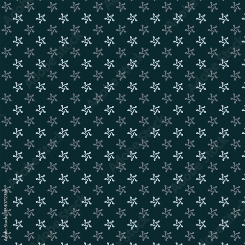 Small white flowers pattern doodle shapes motif continuous blue background. Modern floral fabric design textile swatch ladies dress, men's shirt all over print block.