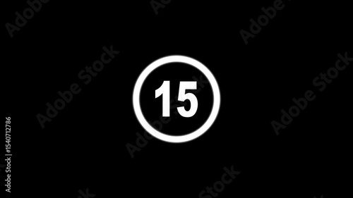Countdown timer from 20 to 0 seconds real time. Modern flat design of countdown animation isolated on transparent background with alpha channel 20 Seconds Digital Countdown Timer Animation