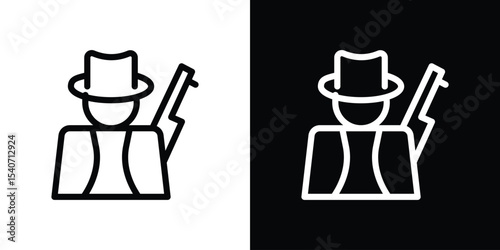 Hunter icon design. simple stroke line vector icon set