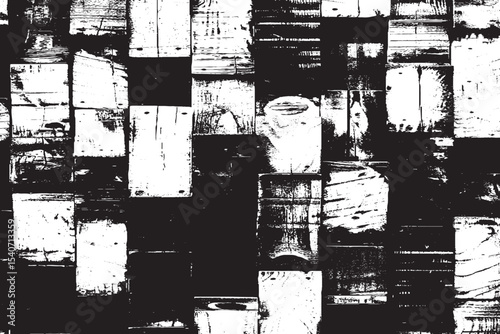 Grungy Black and White Wood Plank Texture