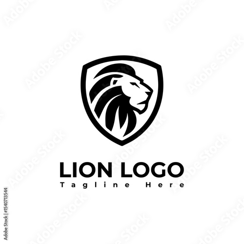 lion logo vector illustration, lion shield logo template