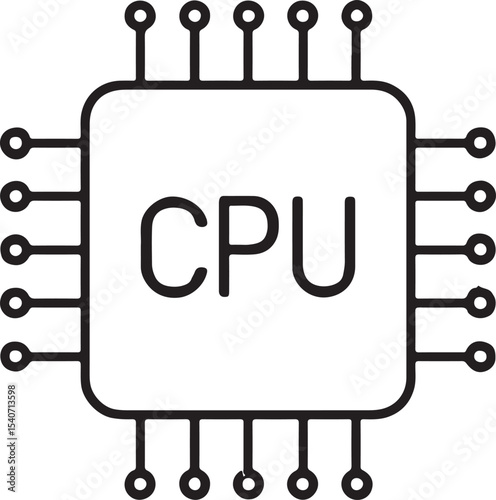 Central Processing Unit (CPU) Icon  High-Resolution Vector Illustration
