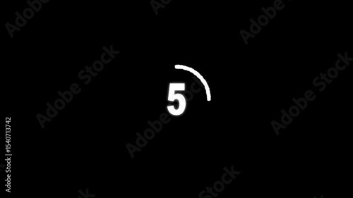 Countdown timer from 0 to 20 seconds real time. Modern circle design of countdown animation isolated on transparent background with alpha channel. 20-seconds simple countdown timer animation