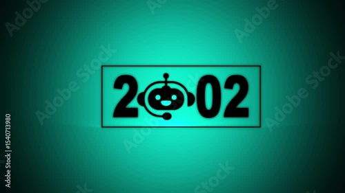 Interacting with transparent background displaying 2002 and a Chatbot icon, future trends and technology. concept of innovation, AI artificial intelligence, and strategic planning.