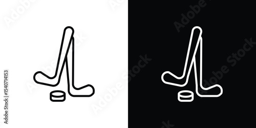Canvas Print Hockey sticks icon design. simple stroke line vector icon set