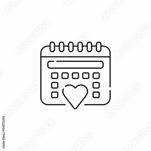 calendar heart love date icon sign vector