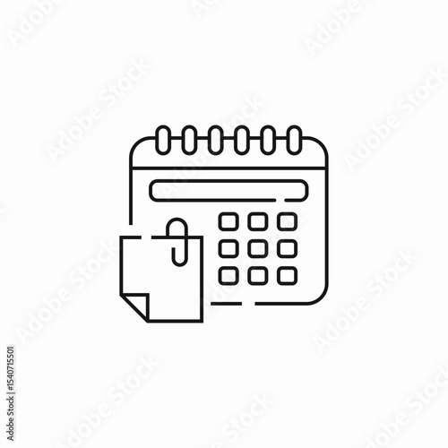 calendar paperclip note attachment icon sign vector