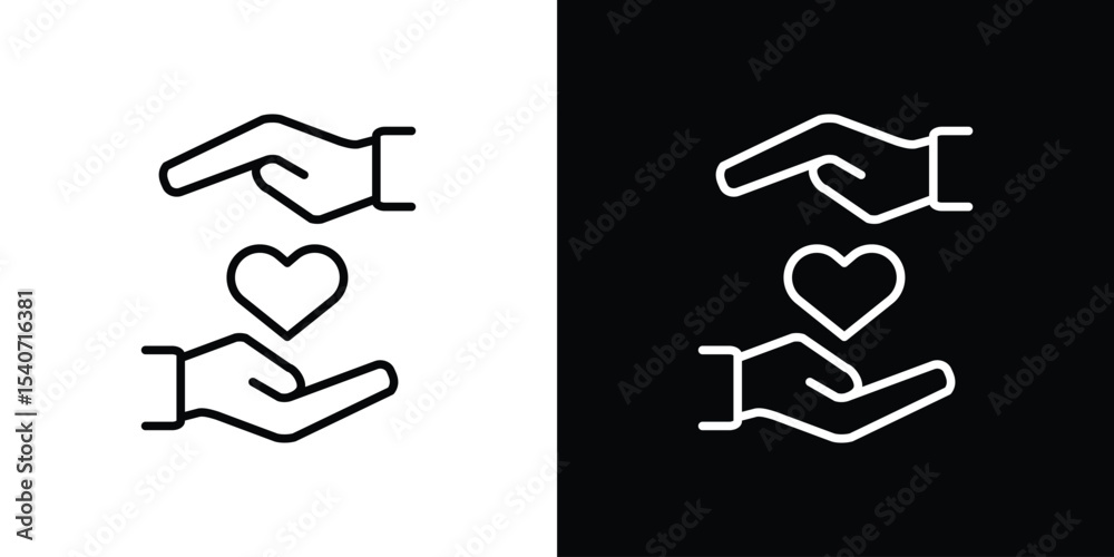 Hand holding heart icon design. simple stroke line vector icon set Hand holding heart icon design. simple stroke line vector icon set