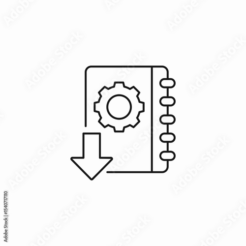 manual download gear icon sign vector
