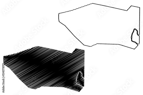 Mbuji-Mayi City (Democratic Republic of the Congo, Congo-Kinshasa, Zaire, DR Congo, Kasai-Oriental Province) map vector illustration, scribble sketch City of Mbuji Mayi or Bakwanga map
