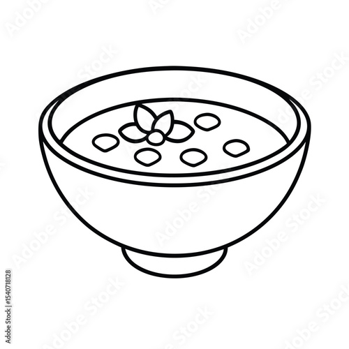 Lentil Soup with Carrot Chunks in Line Art Vector illustration