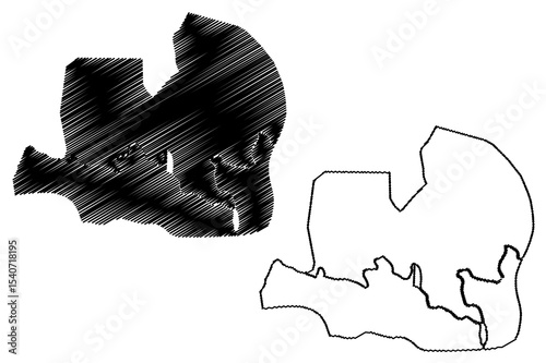 Ciudad de la Paz City (Republic of Equatorial Guinea, Djibloho Province) map vector illustration, scribble sketch City of Oyala map