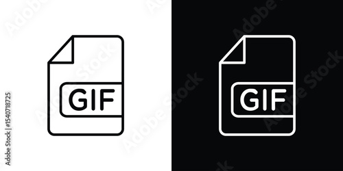 Gif icon design. simple stroke line vector icon set